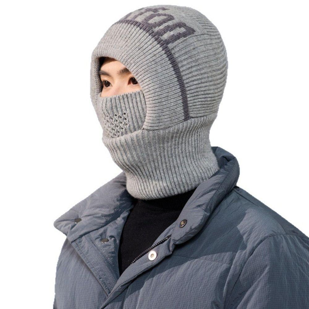 Cold Proof Knitted Balaclava Hat One Size Windproof Beanie Hat Durable Fleece Face Mask Hat Hiking