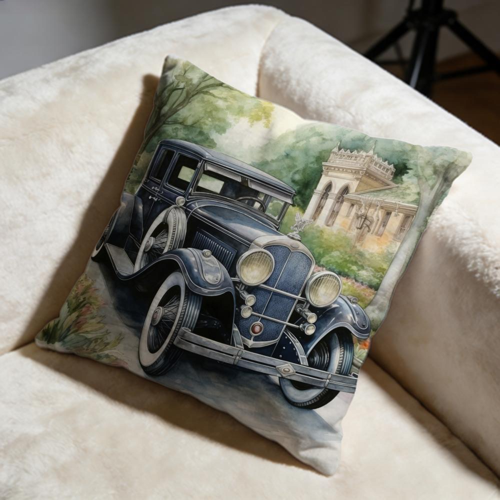 Watercolor Vintage Car Cushion Cover Soft Decorative Pillow Case Suitable for Bedroom Sofa Car Travel Use