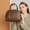 Women's Genuine Cowhide Leather Boston Bag - Minimalist Large Capacity Handbag
