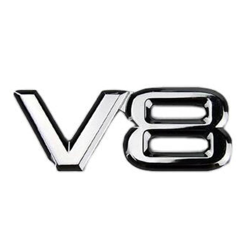 AQTQAQ 1Pcs 3D Metal Chrome V8 Car Sticker Logo Emblem Decal Badge Car Body Stickers Universal Auto Decoration