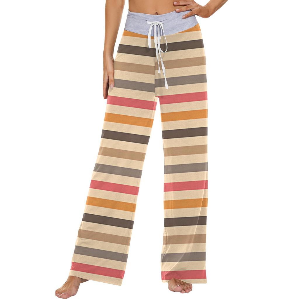 Женские модные повседневные удобные пижамные брюки с принтом и широкими штанинами на шнурке