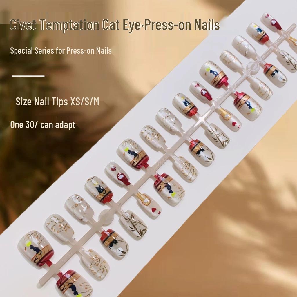 Spring Collection Cat Eye High-End Wearable Nails - Pre-Finished, Stylish Fake Nails (Styles 363-460)