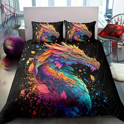 Мягкий и удобный комплект постельного белья Mystical Dragon для спальни и гостевой комнаты - 1 пододеяльник и 2 наволочки