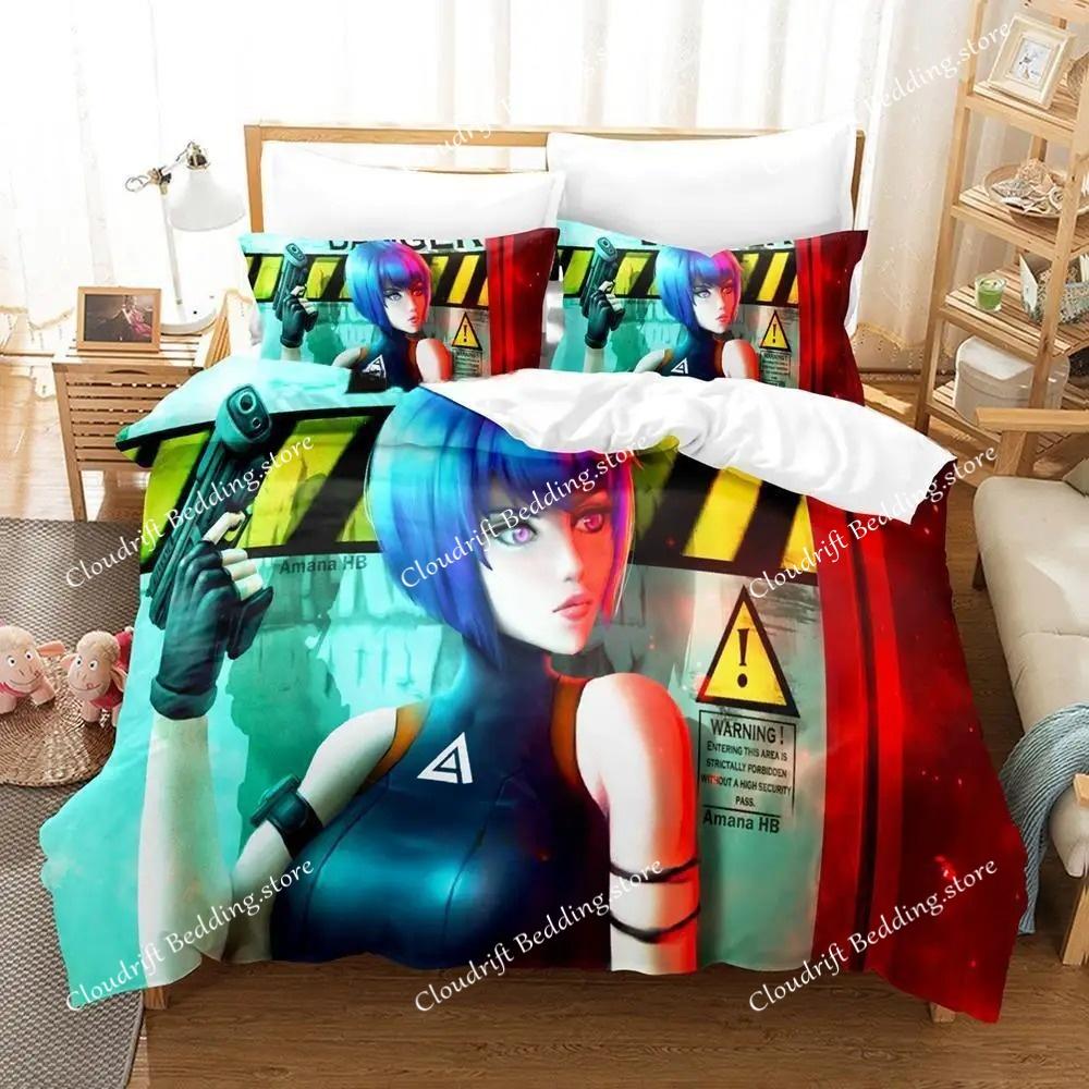 Комплект постельного белья Ghost In The Shell Single Twin Full Queen King Size Bed Set Adult Kids Bedroom Duvetcover Sets 3D Anime Bed Shelf Set