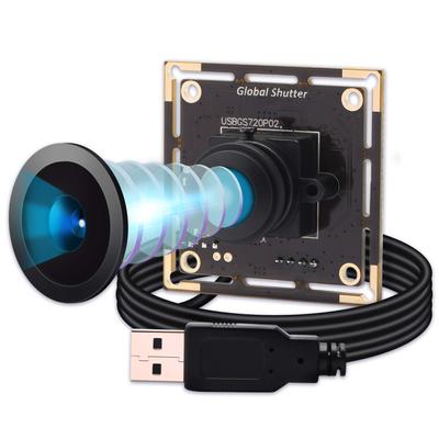 ELP Глобальный затвор Монохромная USB Fisheye Камера 1 Мегапиксель Высокоскоростная 60fps Черно-белая Веб-камера HD 720P UVC Компьютерная Веб-камера Широкоугольная