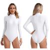 Women's Basic Gymnastic Leotard Turtleneck Long Sleeve Bodysuit Tops for Exercise Practice Jumpsuit
