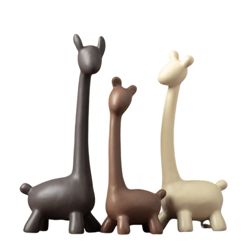 Семейная фигурка из трех штук, креативная керамическая скульптура животного, художественные фигурки для семьи, милые домашние аксессуары для гостиной
