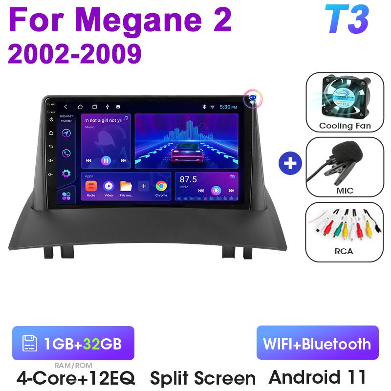 2 Din Android 12 автомобильное радио для Renault Megane 2 2002-2009 мультимедийный видеоплеер GPS 4G Carplay Auto Stereo RDS DSP головное устройство