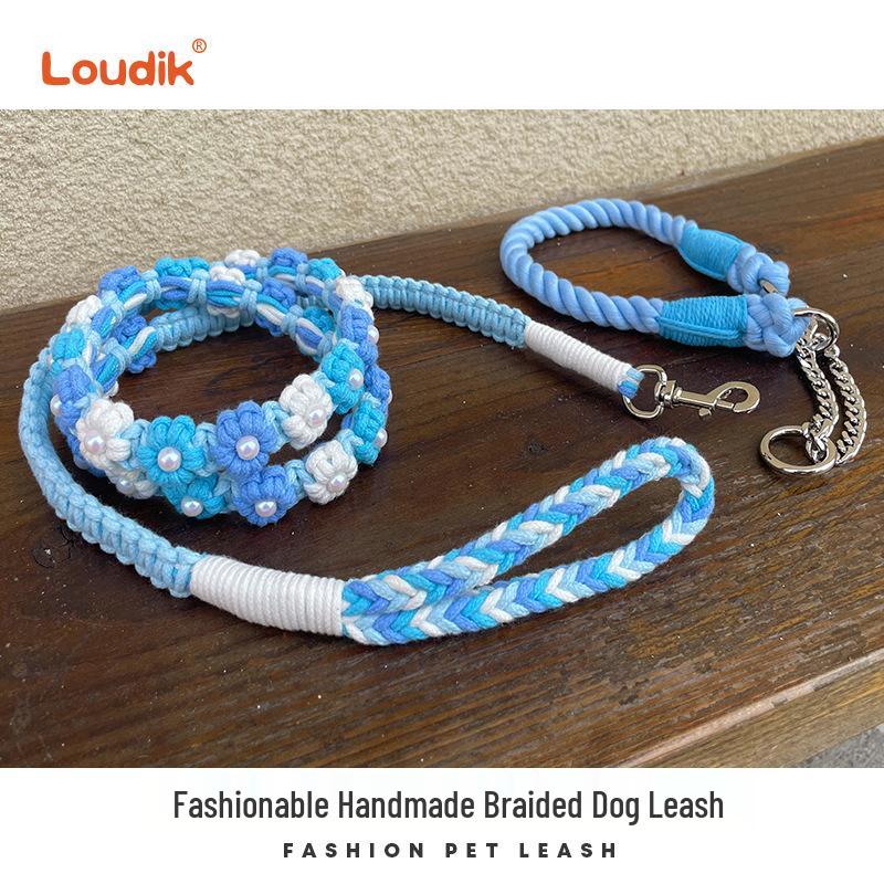 Плетеная собачья поводок и ошейник-цепочка P ручной работы для маленьких и средних собак