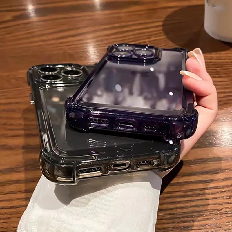Роскошный прозрачный силиконовый бампер Чехол для телефона Для iPhone 16 15 14 13 12 11 Pro Max XR X XS 7 8 Plus SE Ударопрочный прозрачный чехол