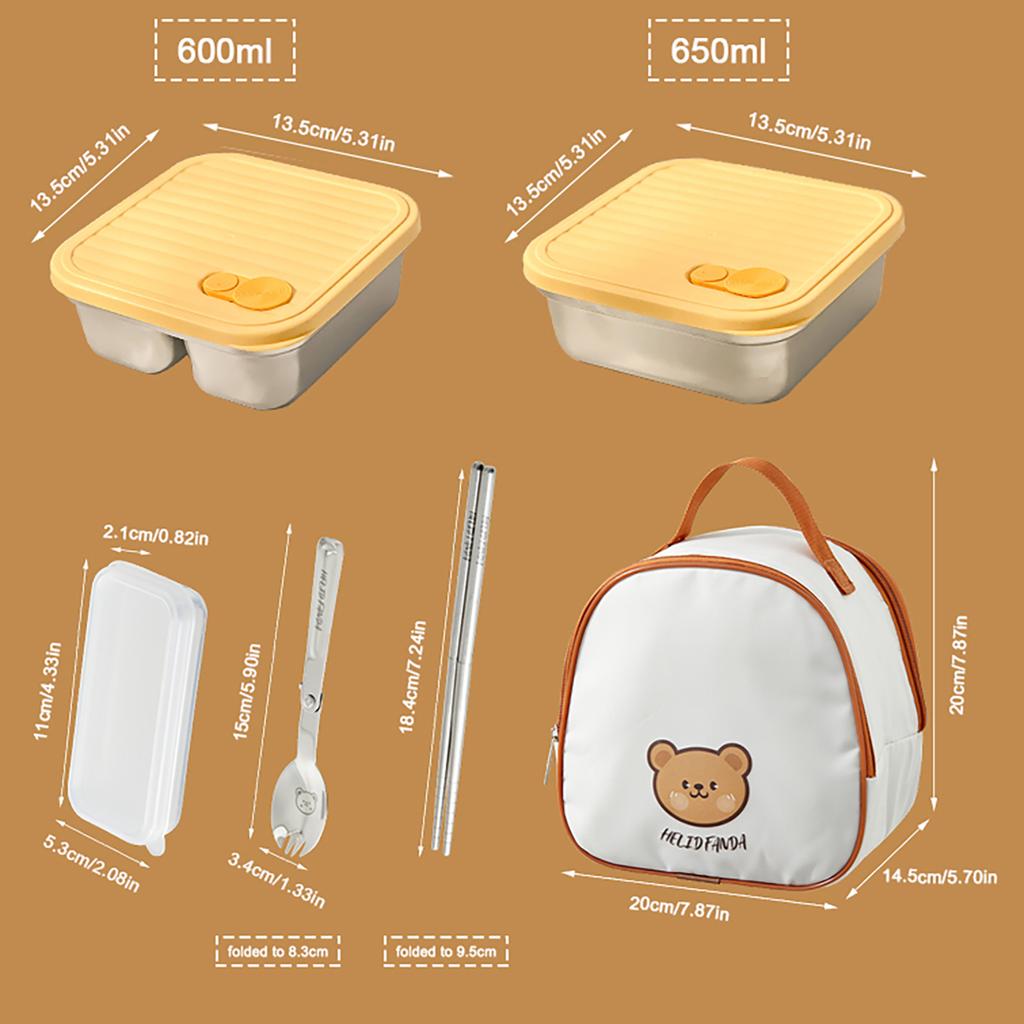 WORTHBUY 304 Stainless Steel Lunch Box With Lid Portable Fruit Salad Food Container Stackable Leak Proof Bento Box For Student