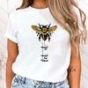 (High Quality T Shirt)Funny Bee Let It Print T-Shirts For Women Summer Round Neck Tee Shirt Femme Fashion Casual T-Shirts