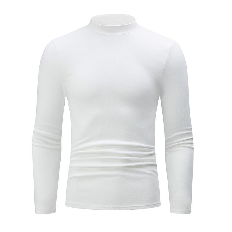 Men's Mock Turtleneck T-Shirt Solid Color Thermal Long Sleeve Casual Basic Top Black