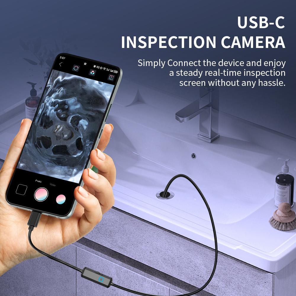 7MM TYPE-C Android Endoscope Camera IP67 Waterproof 6 LED Adjustable Borescope Mini Camera with 6 LEDs