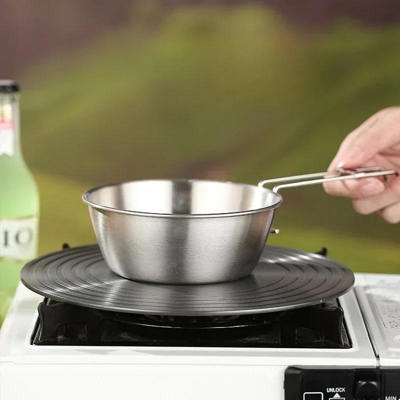 1pc-Outdoor 304 Stainless Steel Folding Bowl Picnic Rice Bowl Barbecue Mountaineering Water Cup Camping Portable Cooker