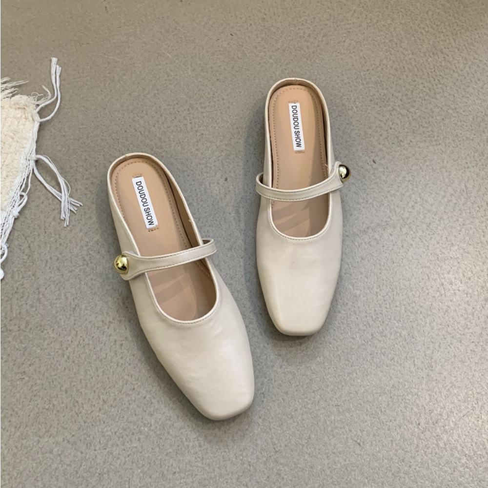 Fashion Baotou Slippers for Women's 2025 French Style Sandals for Wearing Flat Bottomed Buckle Single Shoes Soft Soled Slippers Womens