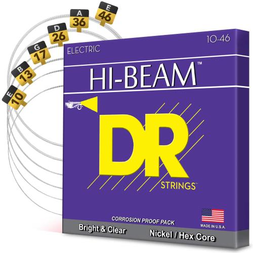 DR Strings Electric Guitar Strings, HI-BEAM Nickel, .010-.046, MTR-10