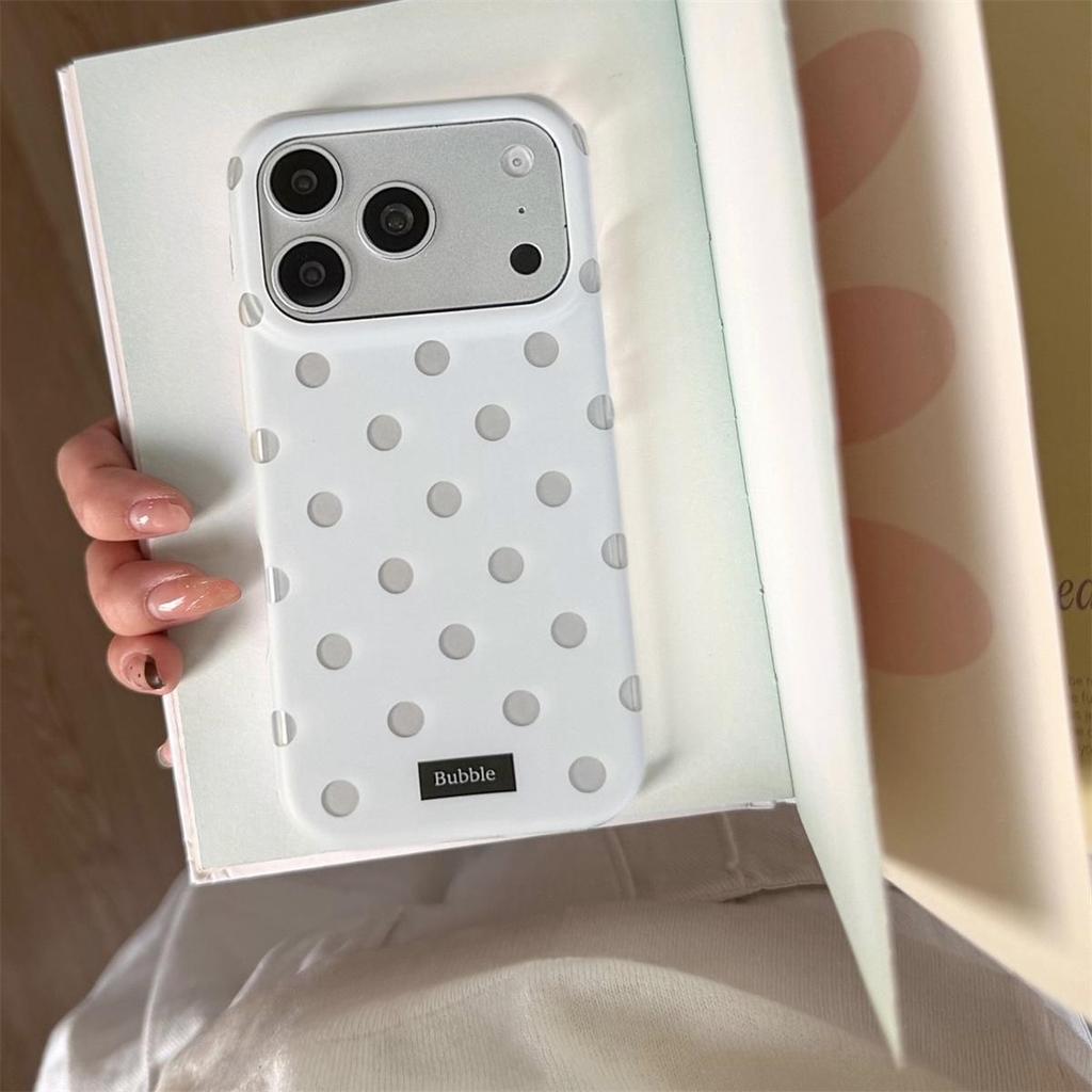 Двухслойный противоударный чехол с круглыми краями в горошек для iPhone 15/17/16 ProMax