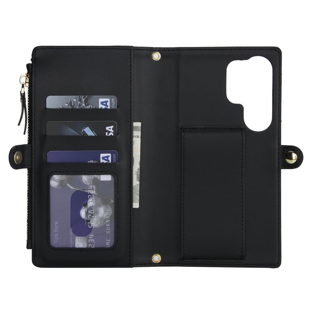 Для Samsung Galaxy S25 Ultra Чехол-кошелек Магнитный съемный Чехол для телефона из ПУ кожи с 2 ремешками