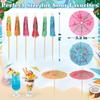 100PCS Paper Umbrella Tops Cocktail Picks Wooden Sticks Decorative Skewers  Dessert Topping