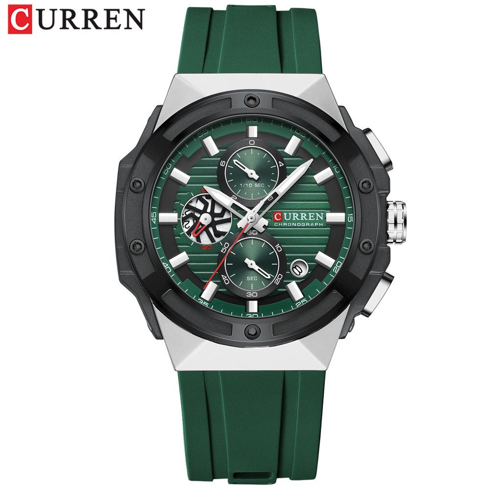 CURREN Top Luxury Quartz Men's Watch Silicone Strap Multifunctional Timing Code Classic Luminous Waterproof Men's Watch