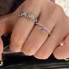 Luoxi Temple 925 Sterling Silver Purple Teardrop Minimalist Ring - 4x6mm Pear-Shaped Diamond