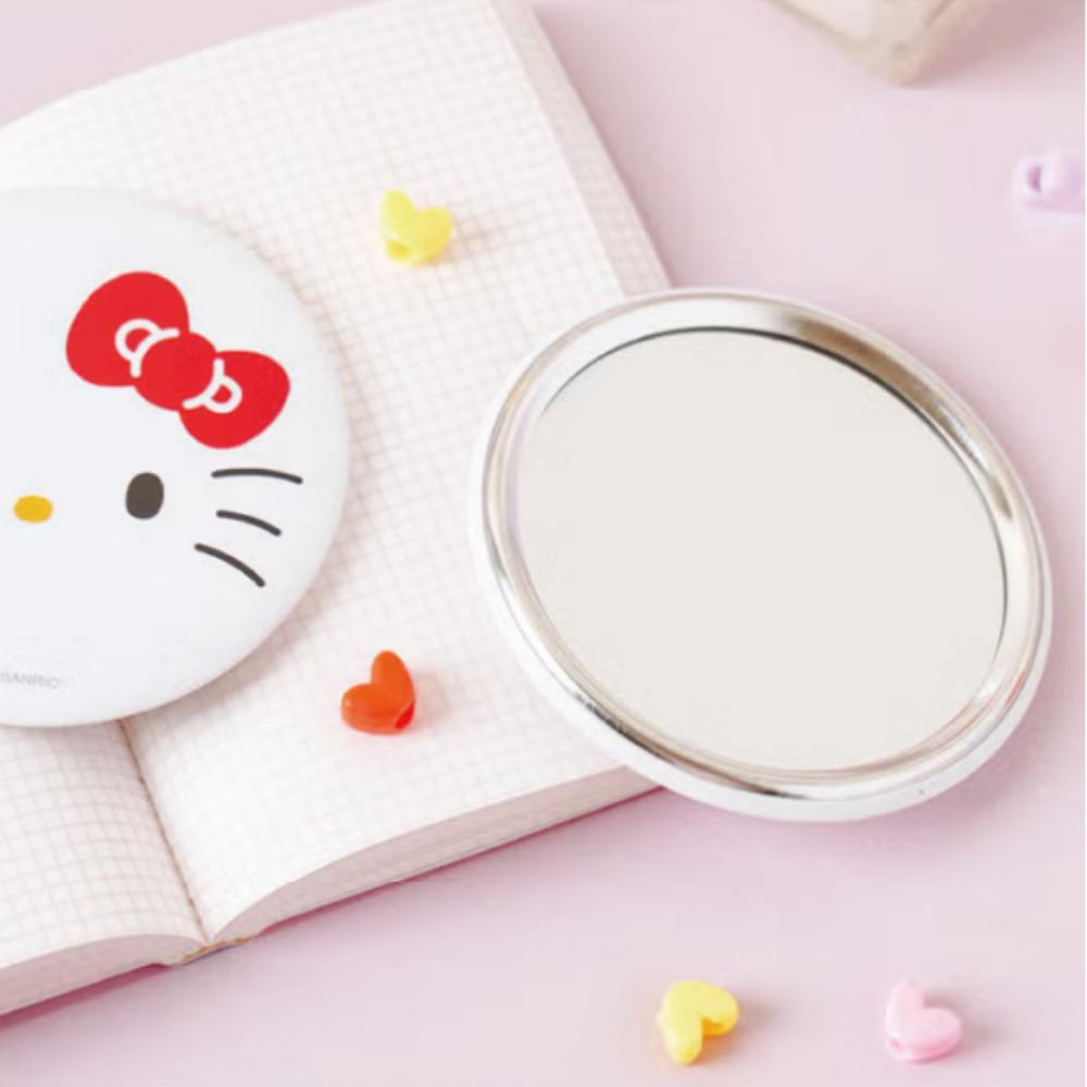 Круглое ручное зеркало Hello Kitty, белое
