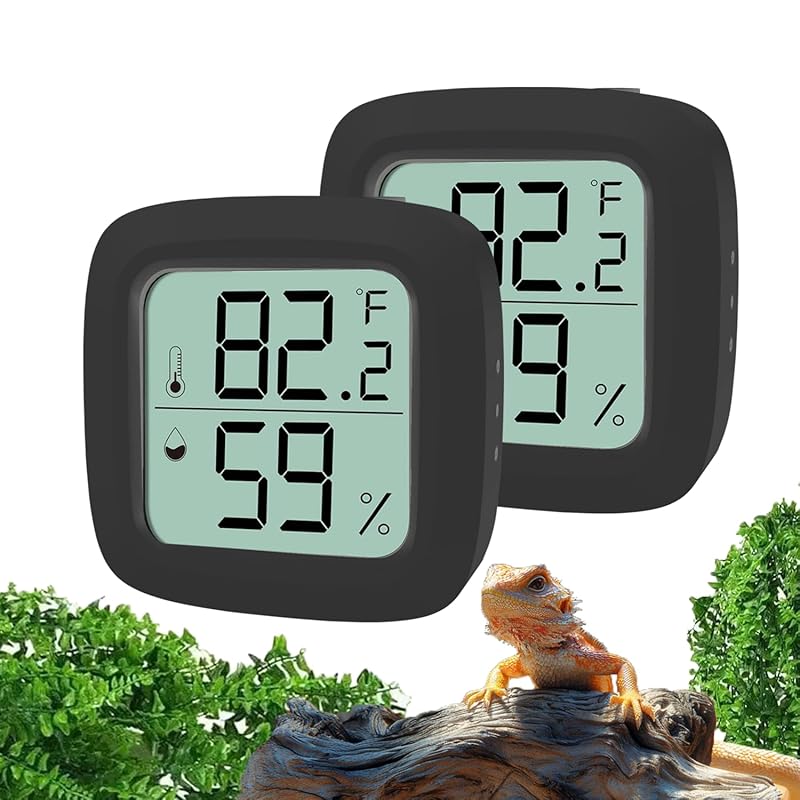 Reptile Thermometer and Hygrometer – Fast Accurate LCD Digital Temp & Humidity Meter for Bearded Dragon Tank Accessories, Lizard, Snake, Turtle,