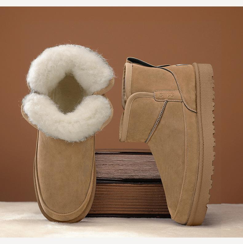 Зимняя новая обувь для мужчин, меховые сапоги, модная замшевая кожа, теплая плюшевая повседневная обувь, зимние сапоги для улицы