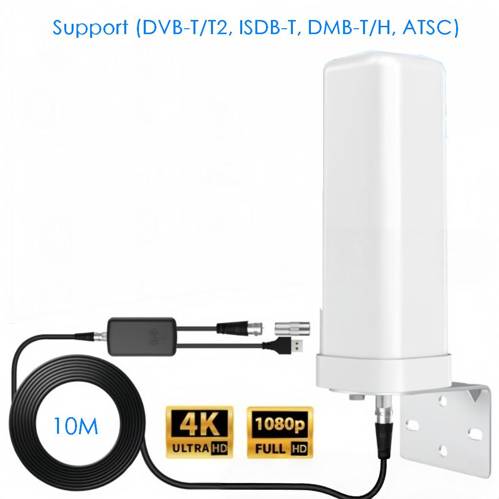 Ultra long distance reception outdoor digital TV antenna 35dBi remote signal amplifier 4K 1080P free HDTV channel ATSC DVB-T/T2