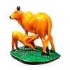 Handicraft Decorative Polystone Cow and Calf Big Statue/Idol for Gift Home Decor 8 Inch (Orange), Religious
