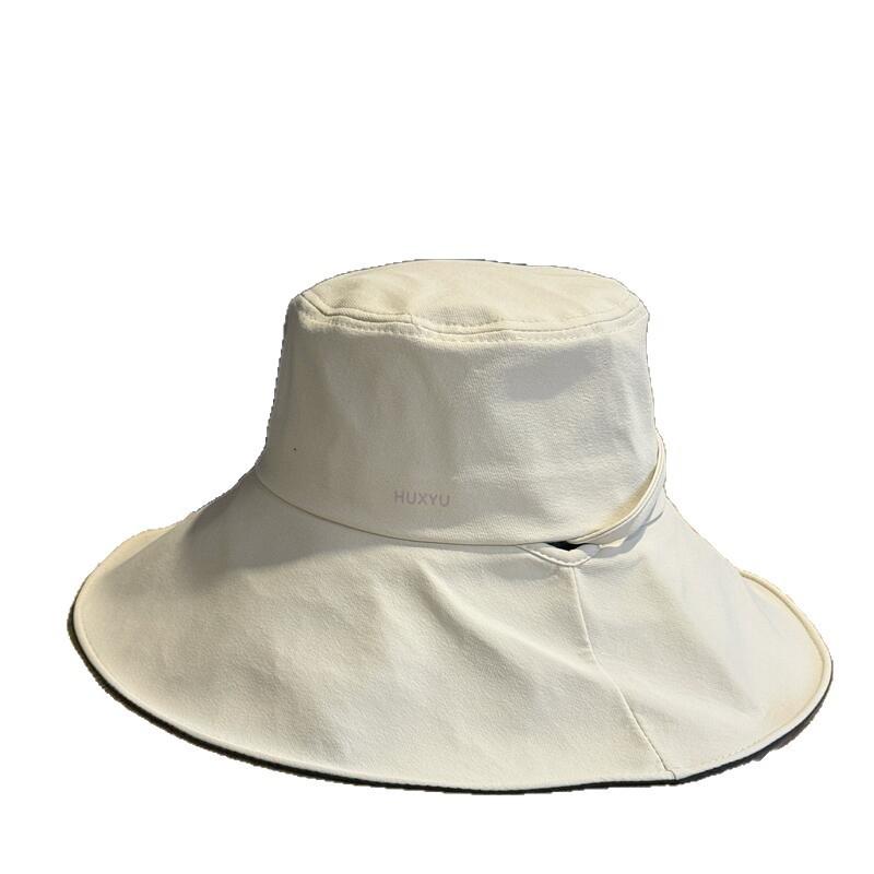Spring and summer new black vinyl sunscreen versatile hat for women, UV protection, large brim fisherman hat, outdoor sunshade sun hat