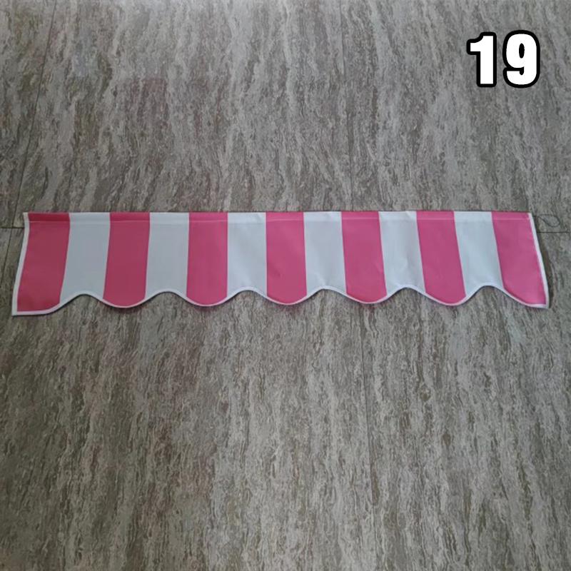 1M Retractable Patio Awning Replacement Fabric Windows Wavy Valance Durable Sunshade Canopy Cloth Waterproof Gray Beige Strips