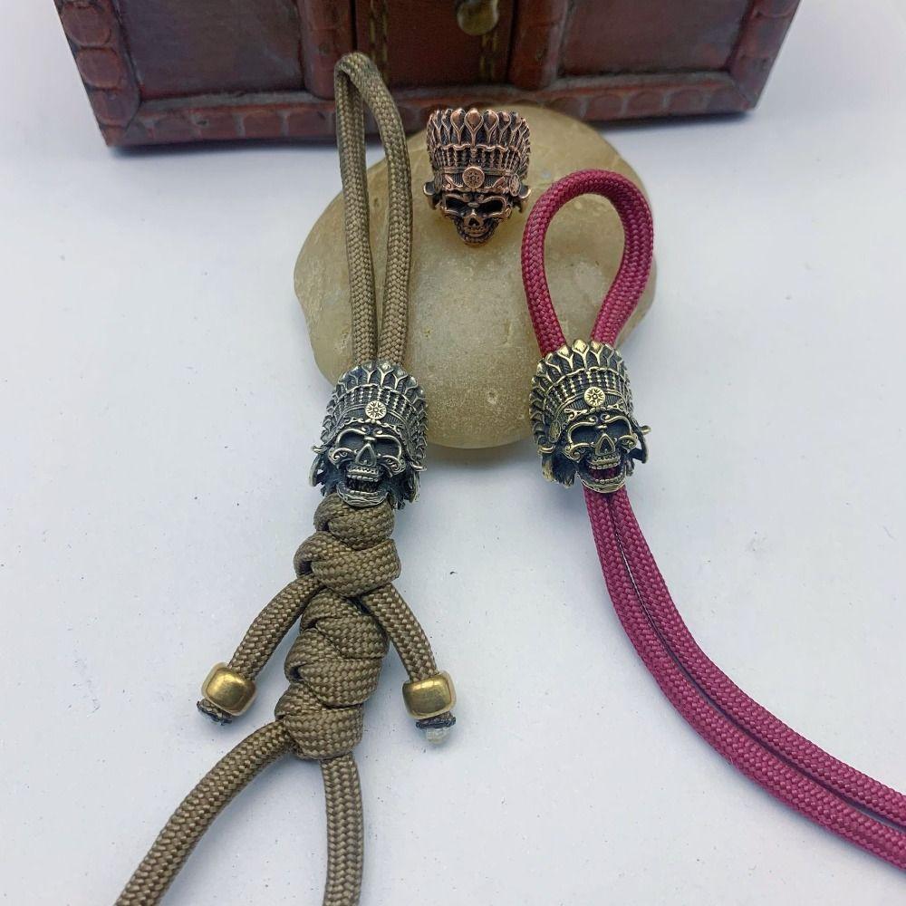 Copper Brass Crown Skull Beads Crown Outdoor Tools Brass EDC Skeleton Pendant EDC Outdoor Tools