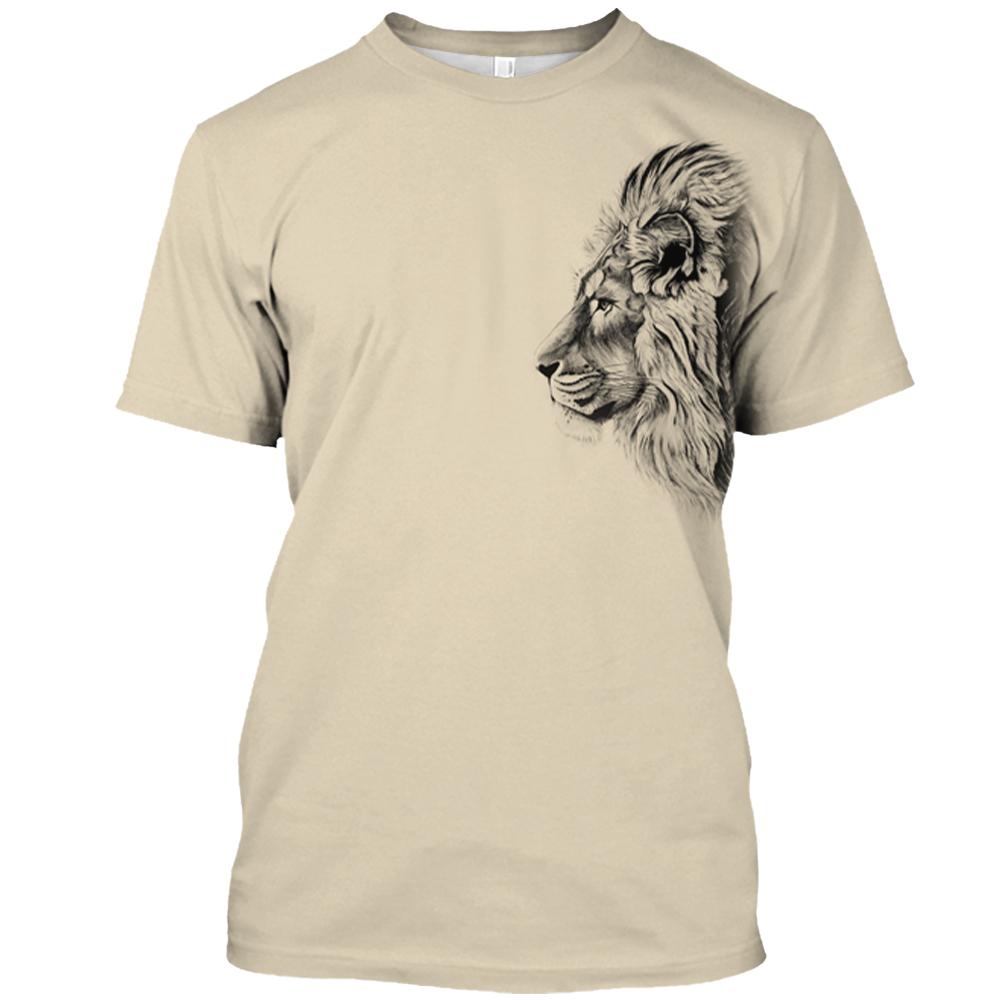 Винтажная мужская футболка с животными, футболки с 3D принтом льва, топы с короткими рукавами, летние дышащие рубашки для фитнеса, мужская одежда