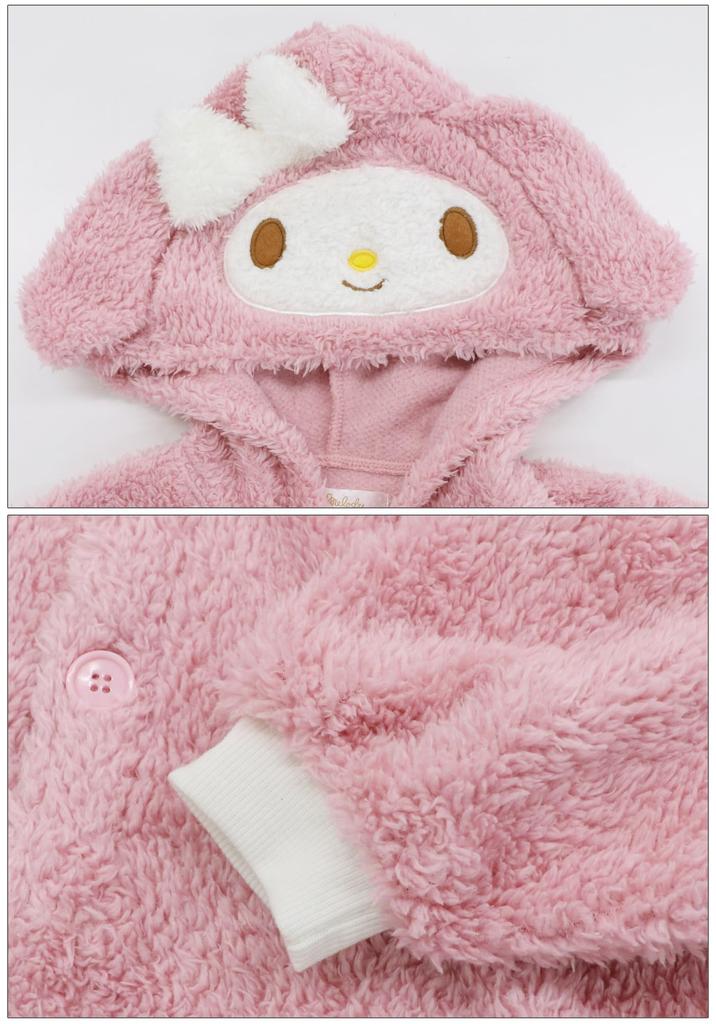 Kaitak Family Sanrio Characters My Melody Kuromi Kids' Pajamas, Fleece, Winter, 110cm, 130cm, 150cm (110cm, Pink (My Melody))
