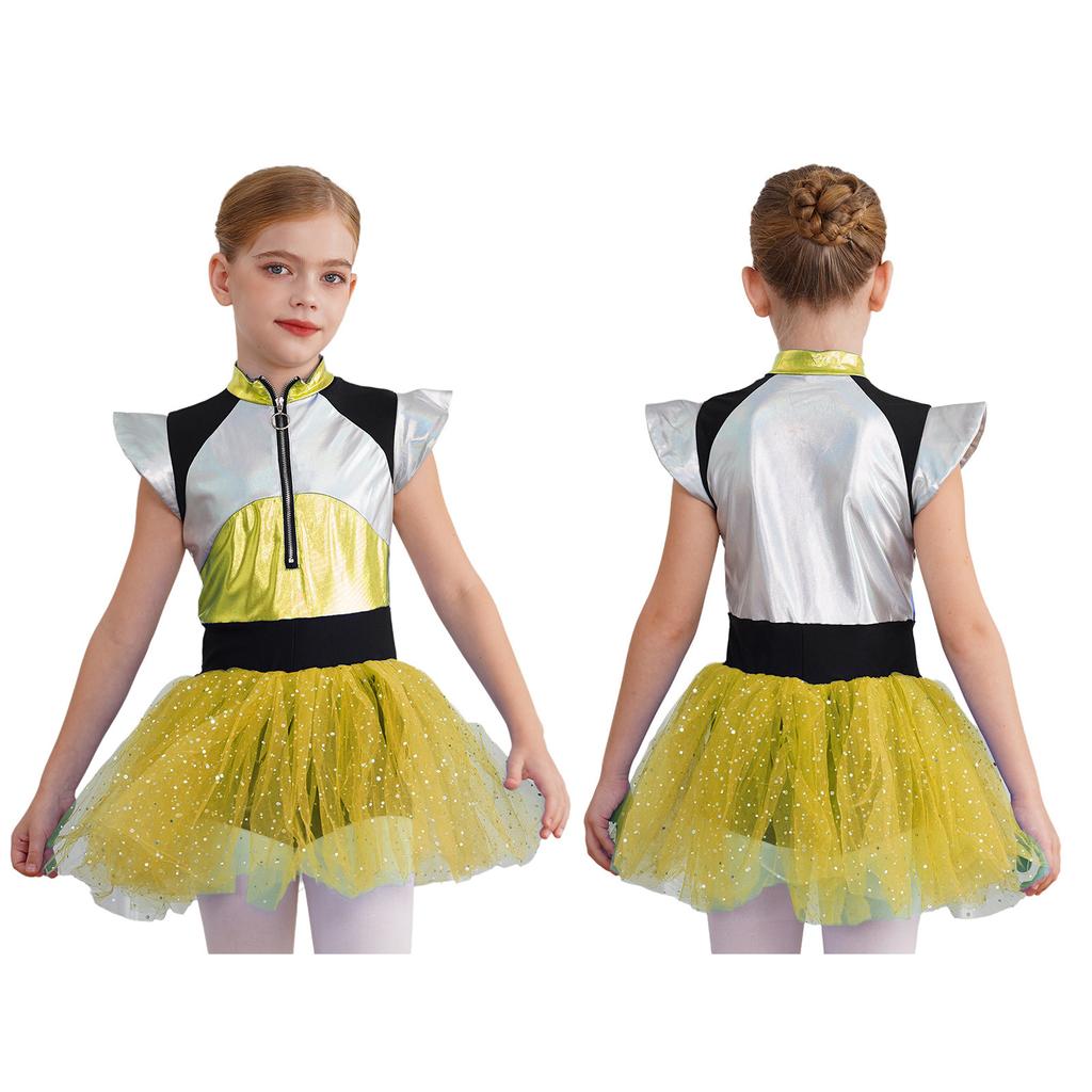 Детский карнавальный костюм «Чужой» для девочек, платье Черлидинга, блестящее платье-пачка с блестками, платье-пачка на Хэллоуин, костюм для выступлений