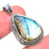 Natural Labradorite Gemstone 925 Solid Sterling Silver Gift Pendant 1.42" m6K30