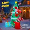 6.89FT Inflatable Christmas Tree Santa Elves Gift Toy Yard Party Decoration Supplies Festive Gift With LED Xmas Home Ornament