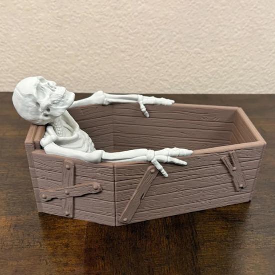 Готический держатель для конфет на Хэллоуин, коробка для конфет в форме гроба с 3D фигуркой скелета, жуткая настольная конфетница, маленький сервировочный поднос для угощений на Хэллоуинской вечеринке