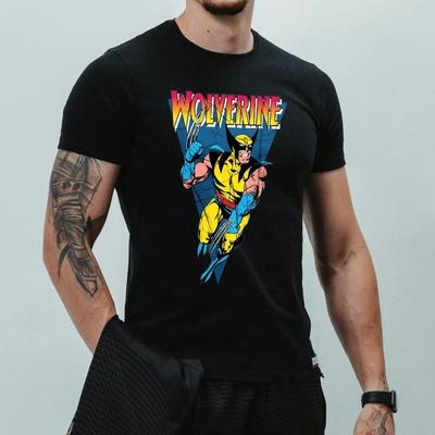 Футболка Wolverine Retro X-Men 100% Хлопок Мужская Топ Классическая Графическая Футболка Marvel Comics для Фанатов