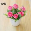 Цветущий букет, искусственный бонсай, искусственный цветок розы, горшок для домашнего сада, вечерние украшения стола