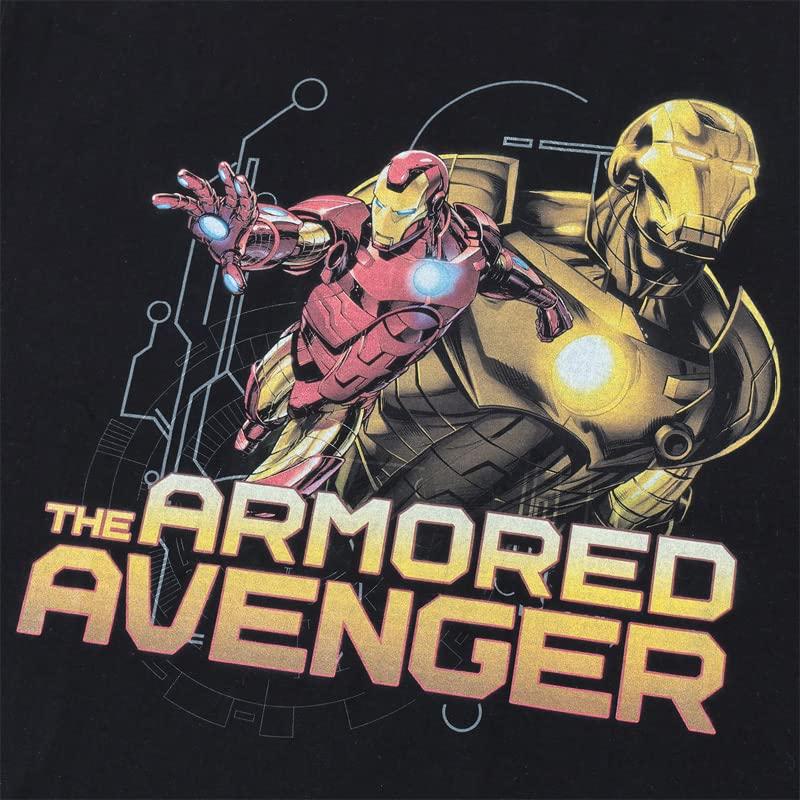 EVERSOUL Marvel Short Sleeve T-Shirt, Iron Man, Avengers, Hulk, Captain America, American Comic Book Merchandise, Gift, Men's, Black, Size M [Parallel