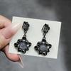 Gothic Punk Black Drop Earrings Irregular Hollow Earring Light Luxury Geometric Round Earrings Jewelry Girl Gifts