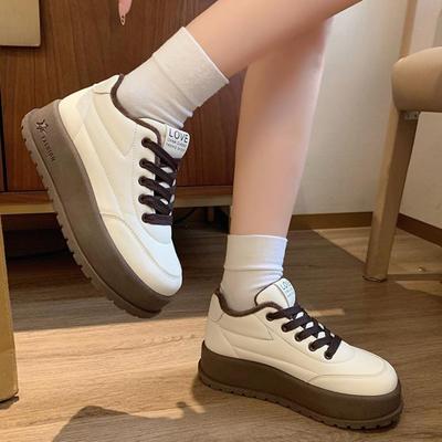 Зимний бархат корейская версия увеличивающие рост спортивные туфли на платформе повседневная обувь