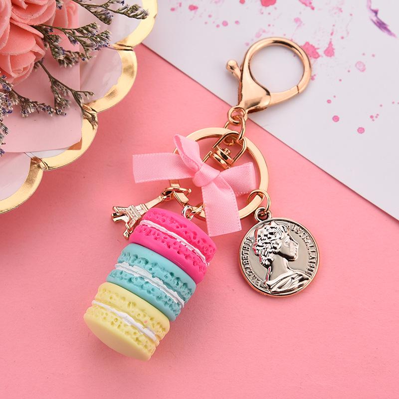 Personalized Butterfly Macaron Cake Keychain with Gold Tag and Book Packaging