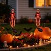 Indoor Wall Hanging Ornaments Solar Halloween Bat Garden Lights, Realistic Skeleton Pathway Decor, Waterproof LED 3D Bone Props Spooky Stake Light for