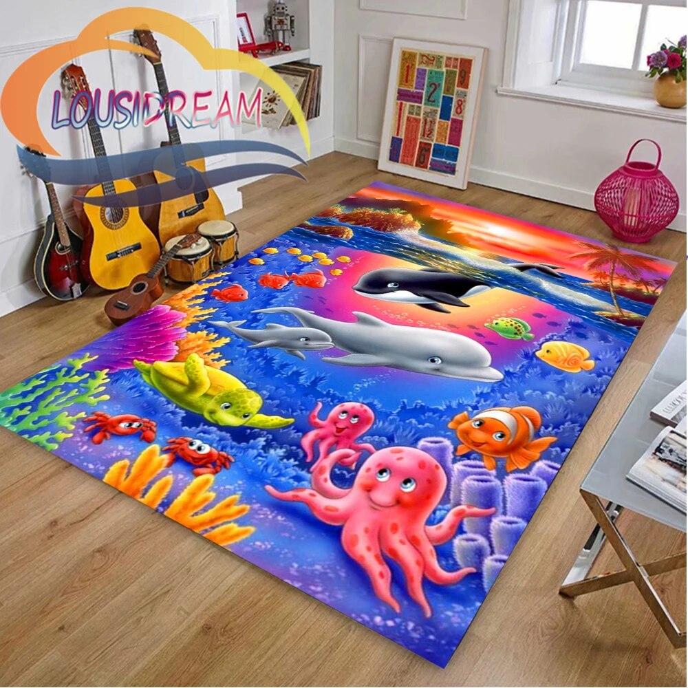 Ковер из мира морских животных Delphinidae, океанические дельфины, гостиная, спальня, большая площадь, мягкий 3D модный декоративный коврик
