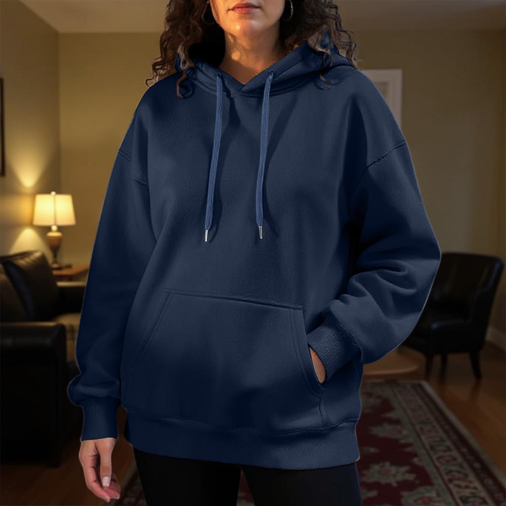 Women's Fashion Solid Color Casual Long Sleeve Hoodie