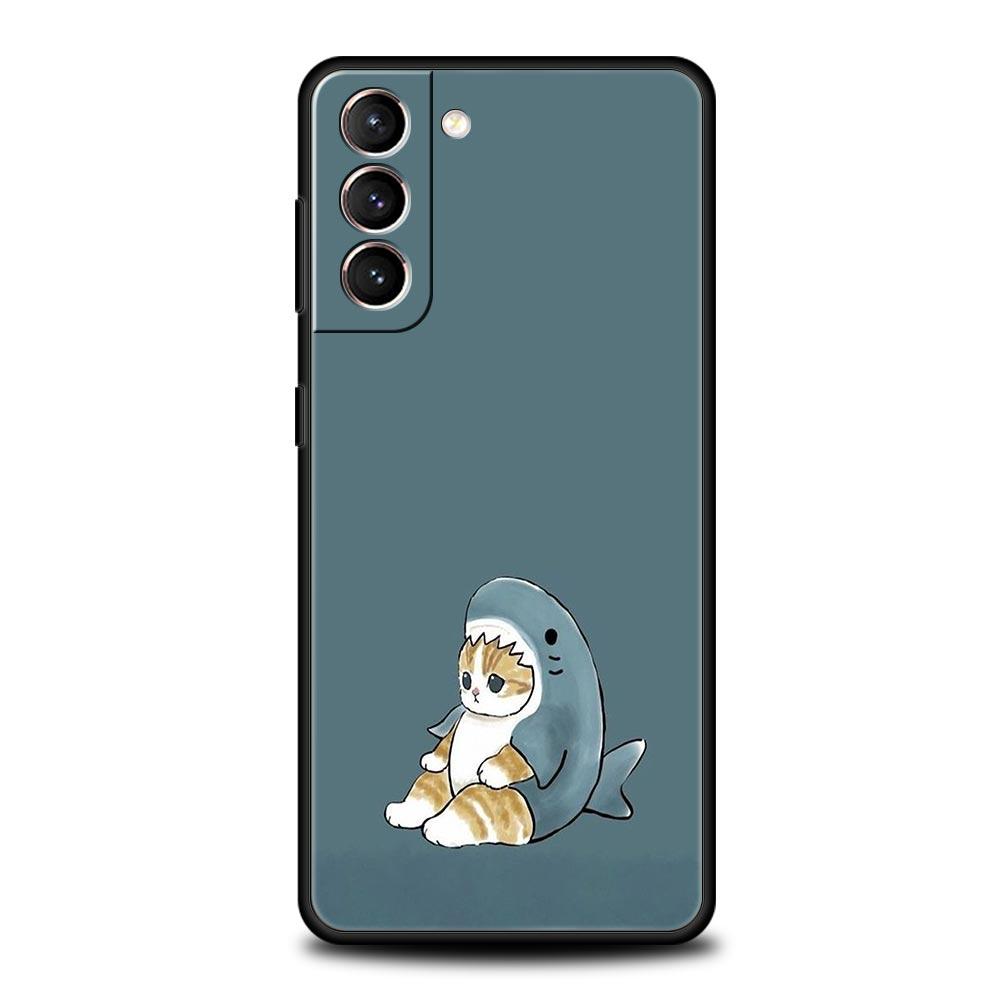 Милые Животные Мультяшный Кот Чехол Для Телефона Для Samsung Galaxy S26 Ultra S25 Plus S24 FE S23 S22 5G S21 S20 Чехол Черный Мягкий